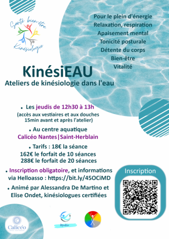 Ateliers de kinésiologie dans l'eau "KinésiEAU" à Calicéo Nantes|Saint-herblain