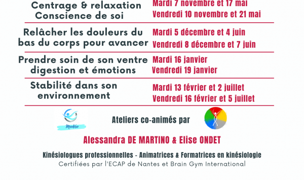 Présentation des ateliers mensuels de kinésiologie